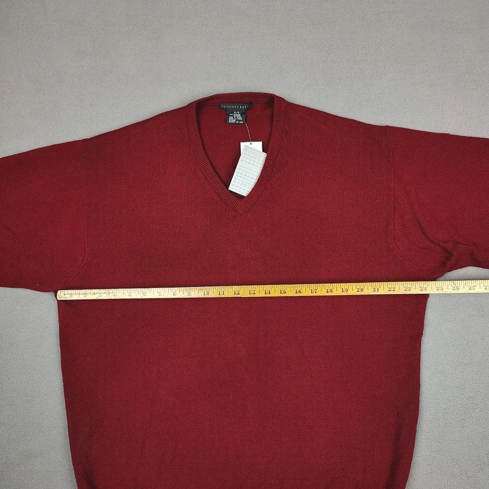 New Geoffrey Beene 100% Cashmere Sweater Men XL Red Wine Knit V Neck MSRP $150 - Picture 5 of 10